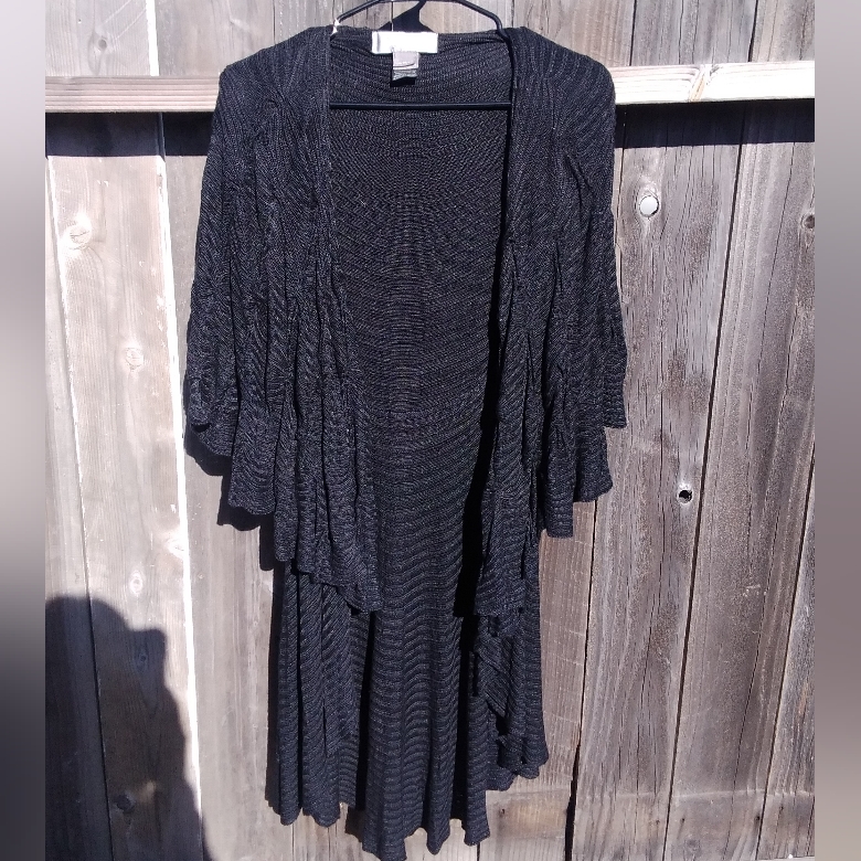 Pepa Pombo Vintage Cape Duster Knit Pintuck Black Avant Garde One Sz